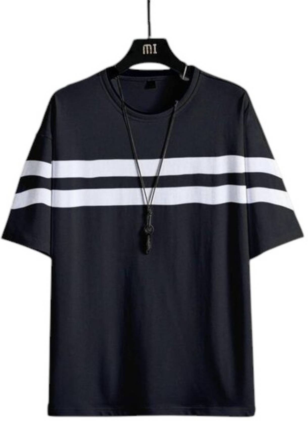Men Striped Round Neck Polycotton Red T-Shirt - Image 5